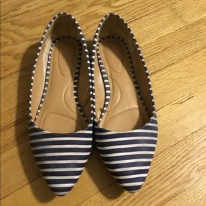 Navy blue and white flats